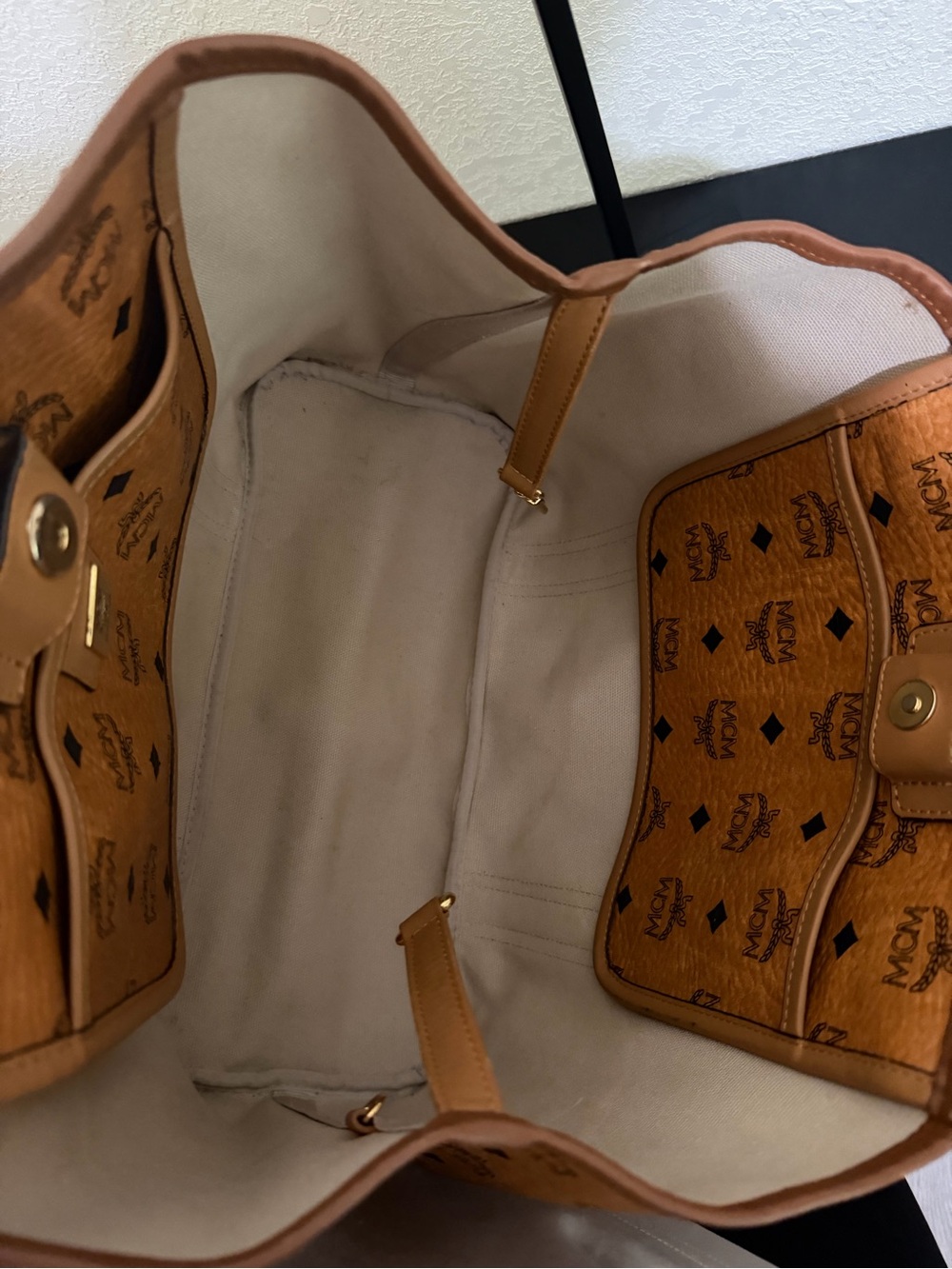 MCM Cognac Visetos Logo Tote in Tan and Brown - Picture 7 of 7